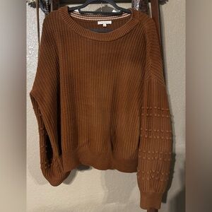 Chunky Knit Sweater with Textured Sleeve Detail
